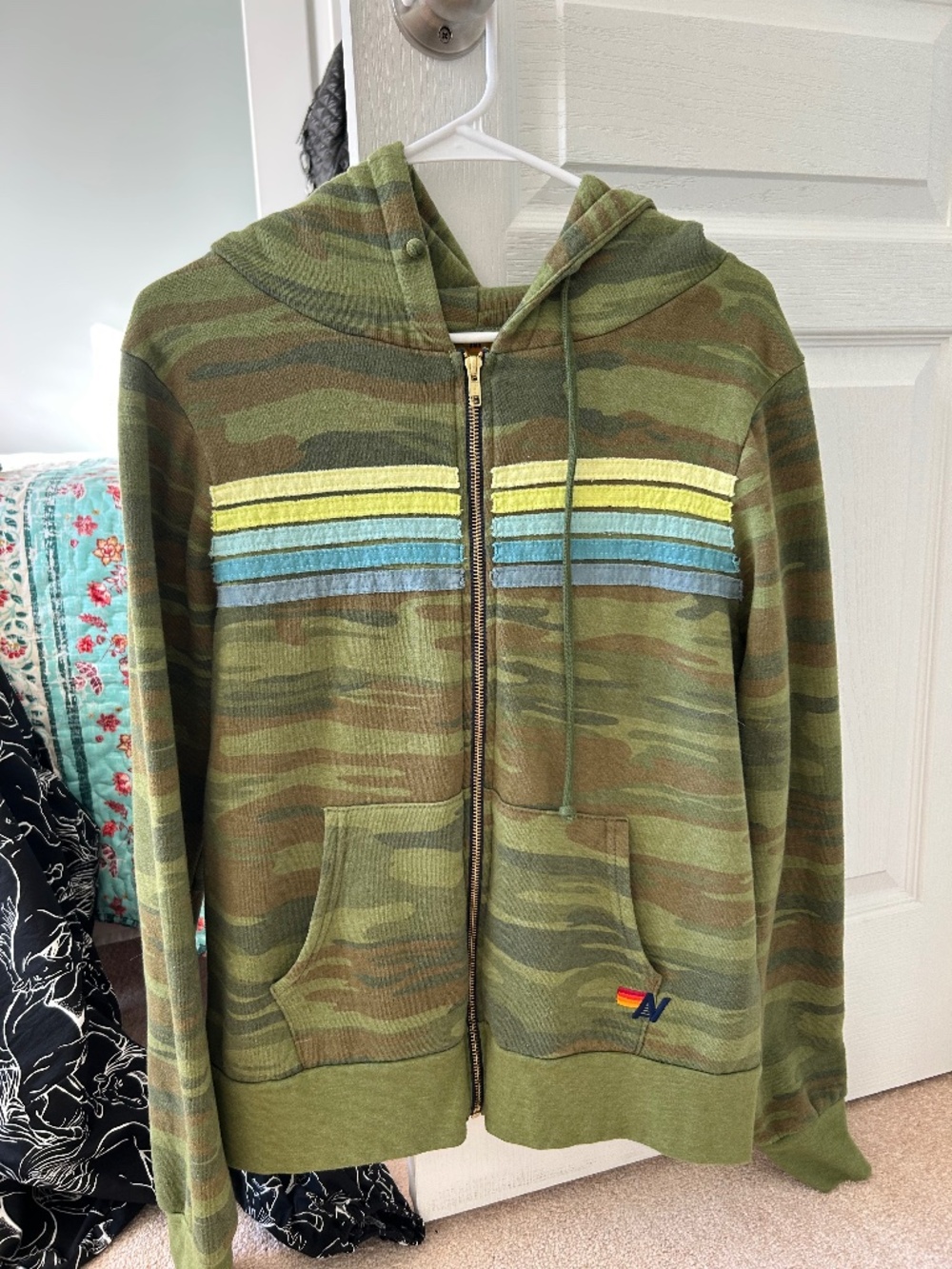 Aviator Nation Camo Zip Up Hoodie Medium